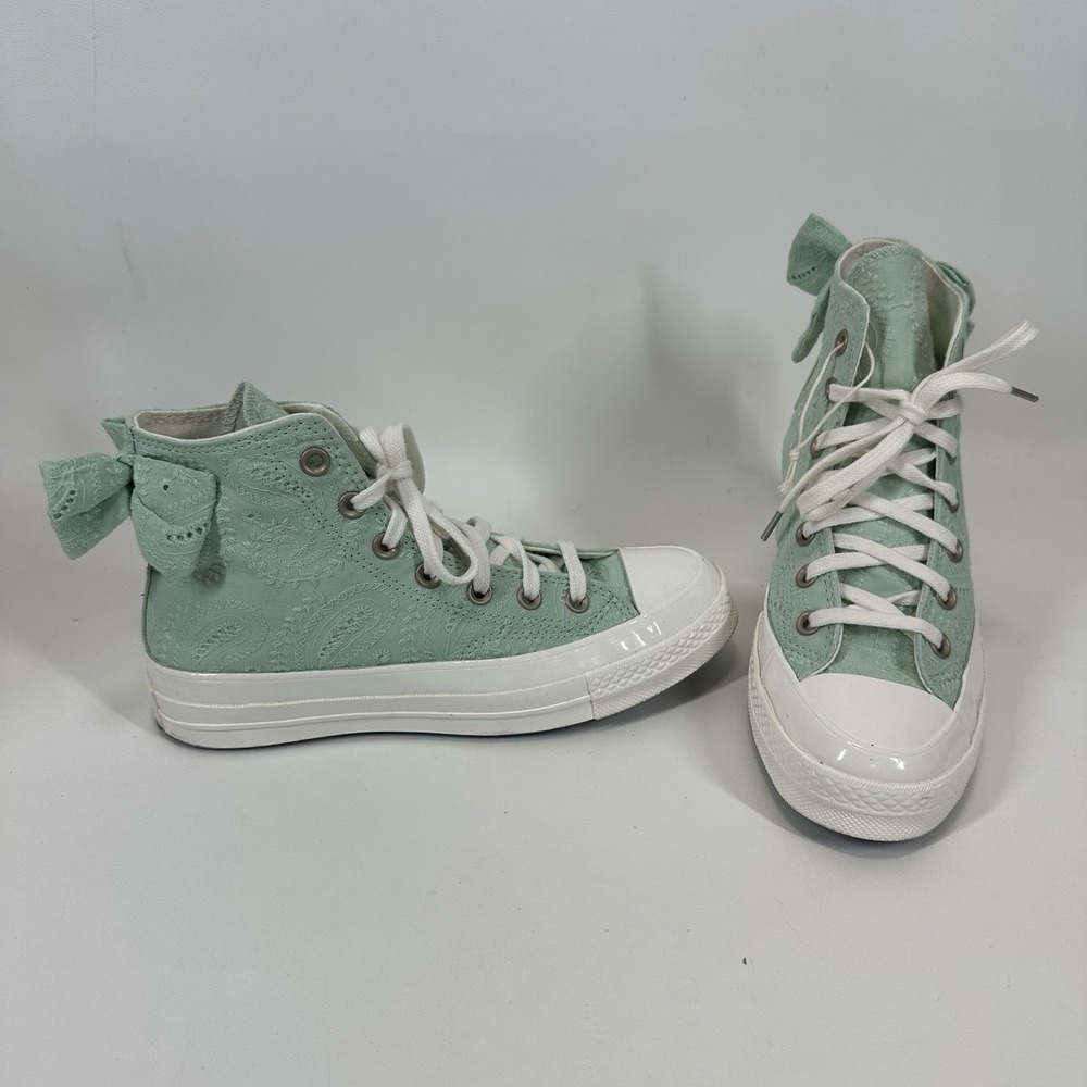 Converse Chuck 70 Bow Green Sticky Aloe Embroidered Floral Women's Size 8‎